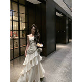 Plataz Women's Dress Summer 2025 New Heavy Industry Repair Thin Lotus Leaf Side Dress Dress Dress HZ0628