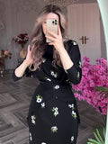 Plataz 2024 Women's Loose Breathable Leisure Round-Neck Flower Print Skirt Suit
