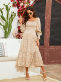 Plataz 2025 New Spring Pregnant Woman Chiffon Dress Small Broken Floral Dress Maternity