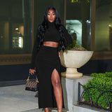 Plataz Autumn 2025 New Trendy Street Truncated Short Sleeve Open Skirt Dress Suit Woman DJPT