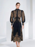 Plataz Early Spring And Autumn New Collar Embroidery Embroidery Process Single Buckle Waist Long Dress Woman