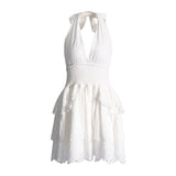 Plataz Women's Fashion Dress 2025 Spring New Women's Dress V Hanging Neck Sexy Embroidery Short Dresses