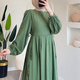 Plataz Women's Autumn 2024 Muslim Round Lantern Sleeve Elegant And Comfortable Dress