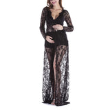 Plataz Pregnant Woman Shoots Photo Lace Dress Pregnant Woman Before Opening Lace Drag Dress 8849 Maternity