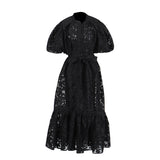 Plataz Vintage Elegant Dress 2025 Summer New Single-Rebutted Embroidered Printed Dress With Short Sleeve Dress Woman