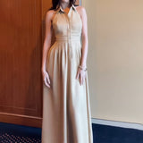 Plataz Fashion Temperament In The Fall Of 2024, The Back Of The Solid Color Dress