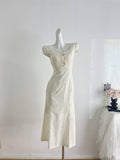 Plataz Retro Embroidered Squeal Dress Woman 2025 Spring And Summer New Sexy Niche Elegant Fishtail Long Dress
