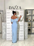 Plataz Blue Word Shoulder Banding Dress Dubai Elegant Famous French Evening Dress