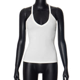 Plataz Women's Spring 2024 New Net Colorless Sleeveless Low-Breasted Spice Girl Vest DJPT