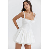 Plataz Fish Bone Sling Dress Summer Ballet Dopamine Wearing Sweet Waist Small White Dress