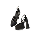 Plataz And Summer 2024 New Fashion Water Table Coarse And Hate High-Point Silk And Satin High Heel Show Women's Singles Shoes High Quality Shoes