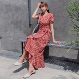 Plataz Flower Dress Women's Summer 2025 New Holiday Beach Dress Red Super Fairy Bohemia Long Dress