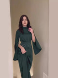 Plataz 2024 New Court Feng Sleeve Dress With Half-High Collar Long-Sleeved Dress