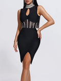 Plataz Summer New Heavy Industry High Collar Low Chest Banding Dress Fashion Famous Dinner Dress