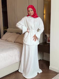 Plataz 2025 Warm Elegant Noble Long Sleeve Top Comfortable Long Dress Suit Woman