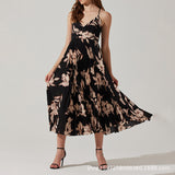 Plataz Summer New Fashion Colorful Printing Press Folding Sling Dress