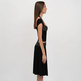 Plataz Women's Clothing Hanging Neck Short Sleeves On The Back Of The Cloth Wave Match Half Dress Set DJPT