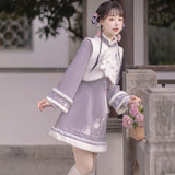 Plataz Design New Purple Cloud Rabbit Han Dress Women's Clothing Mane Dress Suit Autumn And Winter 8567