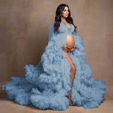 Plataz Dress Wedding Show Photo Photo 2025 Hot Pregnant Women Thin Net Yarn Dress Party Long Girl Maternity