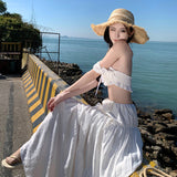 Plataz Holiday Hottie Suit Woman Summer Shoulder Tsets High Waist Half-Body Dress White Sexy Two-Piece