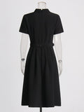 Plataz Temperament Style Dress 2025 Summer New Collar Hollow Crouses To Collect Belt Long Dress Women's Dress