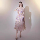 Plataz And Summer 2025 Color Three-Dimensional Flower Embroidery Mesh Splicing Bra Dress Dress Dress Woman