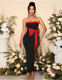 Plataz Bow Bump Color With Chest With Dressing Dinner High-End Feel Beautiful Evening Dress