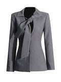 Plataz English Style Suit 2025 New V Tie With Single Buckle Senior Gray Coat Top Lady