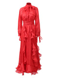 Plataz Court Style Tie Design High-End Retro 2025 New Women's Summer Solid Dress