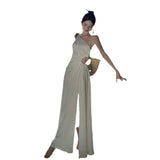 Plataz Seaside Holiday Dress 2024 New Summer Slanted Shoulder Sling Temperament Slim Skinny Dress