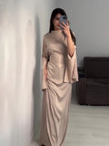 Plataz 2024 New Court Feng Sleeve Dress With Half-High Collar Long-Sleeved Dress