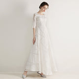 Plataz Dress 2025 New White Fashion Long Slim Slim Elegant Banquet Host Fashion Dress