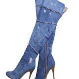 Plataz Cowboy Splicing Long Boots Women Summer Cold Boots Fish Mouth Fine Heel High Heels Thin Skinned Single Lady Sandals High Quality Shoes