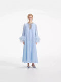 Plataz 2024 New Round-Neck Heavy Industry Nail Nails And Fur Folding Process Horn Sleeve Long Dress