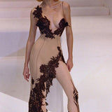 Plataz Sexy Deep V Sling Dress Body Show-Up Back Party Hottie Temperament Hip Skirt DJPT