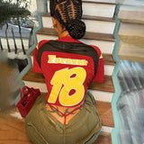 Plataz Summer 2025 New T-Shirt Casual Match Color Short-Sleeved Splicing Print Top Woman DJPT