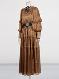 Plataz Literary And Art Retro Style Dress 2025 New Temperament Bubble Sleeve Tie To Repair The Summer Long Dress Woman