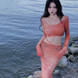 Plataz New Beach Beach Skirt Dizzy Blouse Dress Body-Buttered Hip Skirt Set Holiday Dress