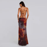 Plataz Autumn 2025 New Temperament Sexy Leopard Print Holiday Hollow Dress DJPT