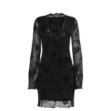 Plataz Autumn 2025 New Fashion Temperament Embroidered Velvet V-Neck Long-Sleeved Hottie Short Dress Girl DJPT