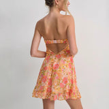 Plataz Sexy French Print Translucent Floral Wrapping Thoracic A-Skirt Miniskirt HZ0628