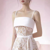 Plataz Dress Dress Watery Lace White Sling Dress