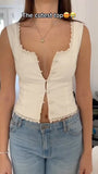 Plataz Women's Dress French Retro Lace Spliced Fashion Big Round Collar Clasp Vest Top DJPT