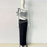 Plataz Summer Sexy Nail Beads Sleeveless Hot Diamond Banding Dress Dress Dress