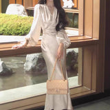 Plataz New [Oriental Newcomer] New Chinese Gloss V Collared Vertere Dress Elegant Print Dress HZ0628