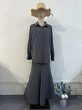 Plataz And Casual Long-Sleeved Shirt Tight Waist Dress Two Sets Of Women's New Summer 2024 Summer New Thin Set