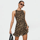 Plataz Spring 2025 New Temperament Sexy Body Repair Vest Leopard Print Dress DJPT