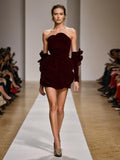 Plataz Walking Show Famous Lady Dress Woman 2025 Spring New Heavy Industry Velvet Three-Dimensional Flowers Breast Small Dress