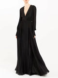 Plataz Spring And Summer Fashion Sexy Deep V Collar Silk Silky Swash Generous Temperament Dress Dress