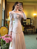 Plataz 2025 New Hand-Drilled Weaving Woven Tape Design Long-Sleeved Lady Body Dress
